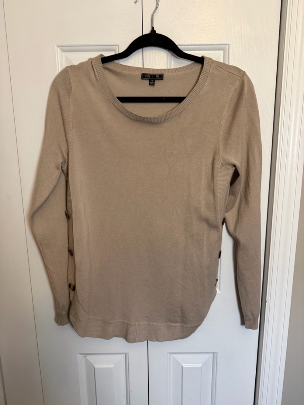 Lety & Me Taupe Sweater w/ Side Buttons Size M